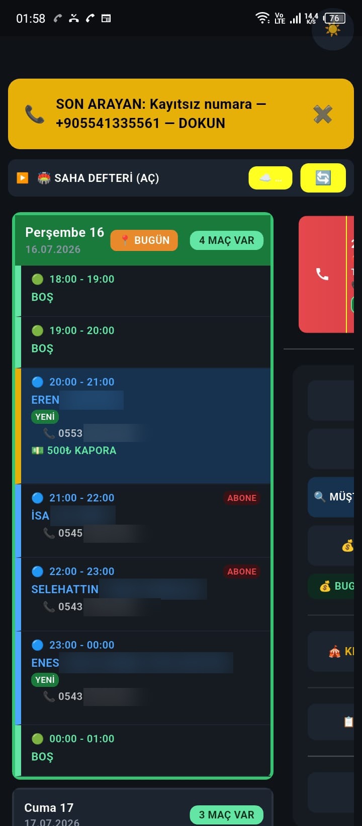 Günün programı — bugünün maçları, kapora ve abone durumu
