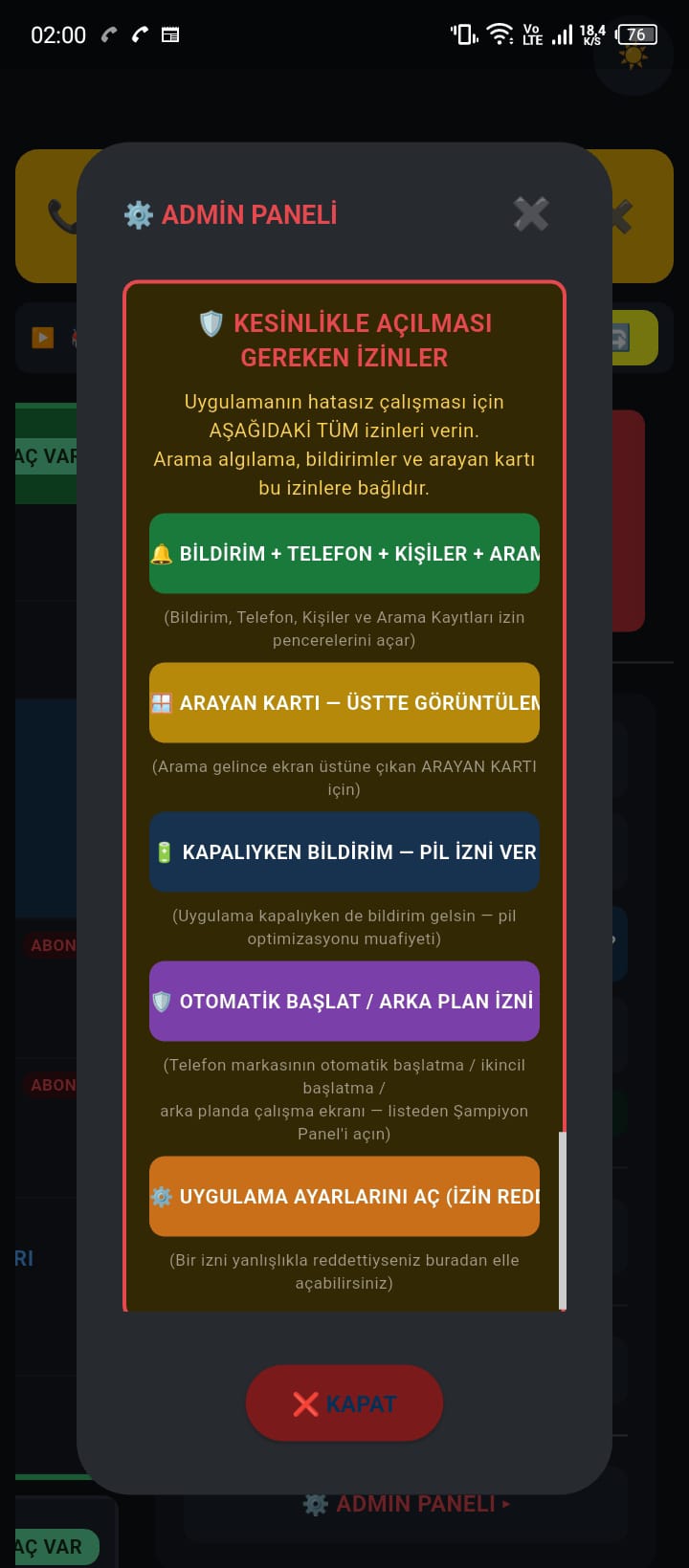 Kurulum izin sihirbazı — adım adım yardım